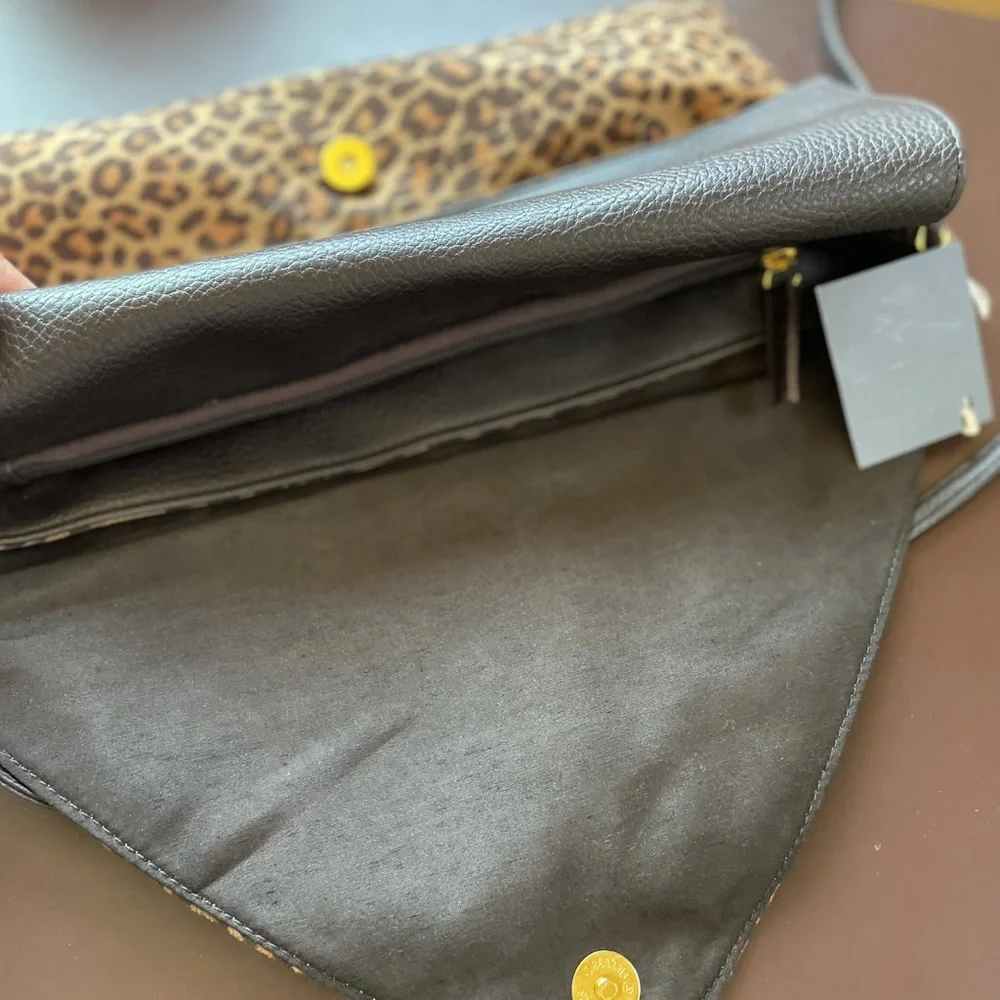 Braciano Brown Animal Print Flap Purse  - NWT